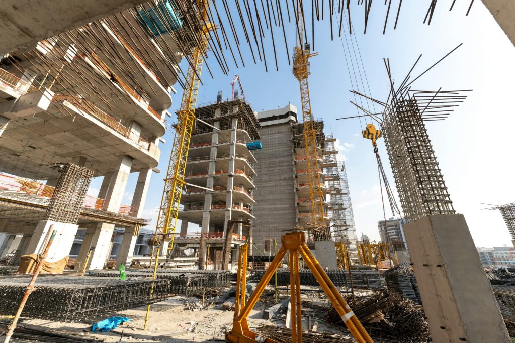 Construction of several high-rise buildings is underway.